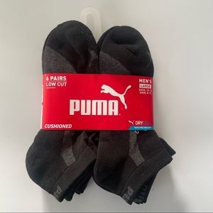 Puma men’s low cut socks 6 pack size 8-12 black gray